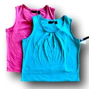 Pair of 2 Preswick & Moore Stretch Tank Tops 2X pink blue